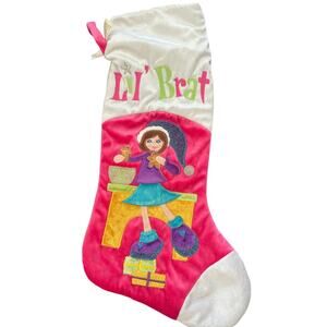 NWOT Dan Dee Collector's Choice Lil' Brat Christmas Stocking Girl Pink/White 19"
